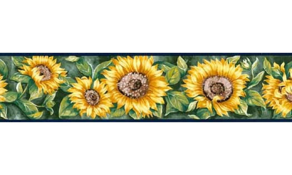 Navy Blue Sunflower 41678110 Wallpaper Border