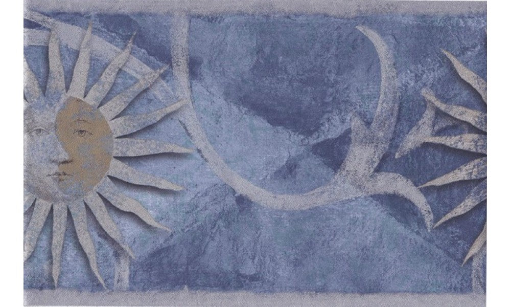 Silver Blue Moon Sun SH79701B Wallpaper Border