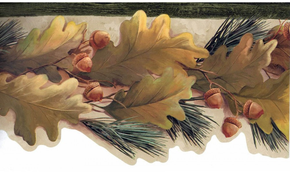 Green Oak Leaves LL50121 Wallpaper Border