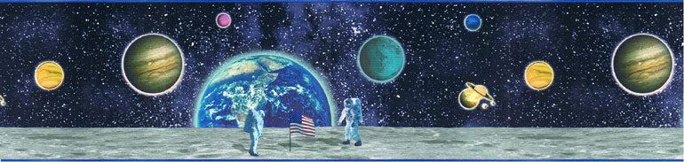 American Flag Astronaut B51002 Wallpaper Border