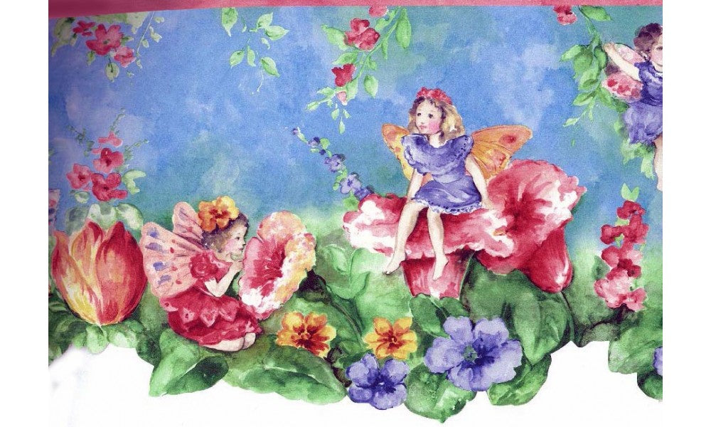 Little Angels Red Blue Flowers NGB76796 Wallpaper Border