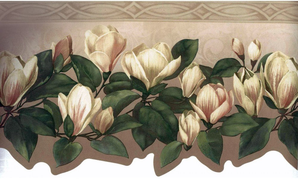 White Green Tulip Flower SG30418 Wallpaper Border