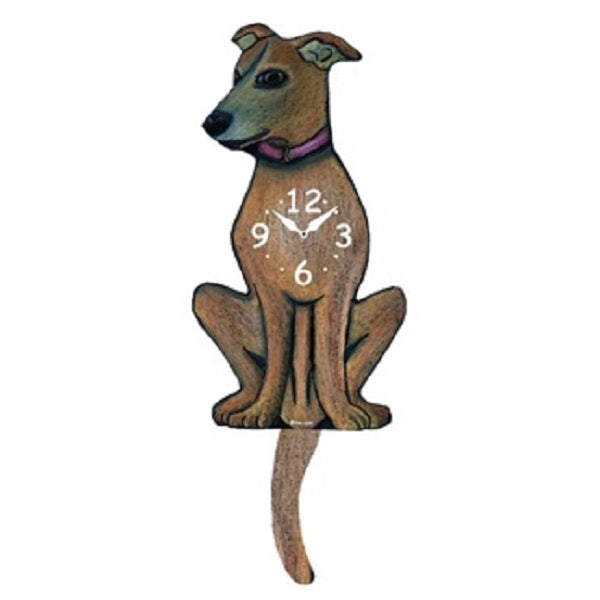Fawn Greyhound Dog Wagging Pendulum Clock