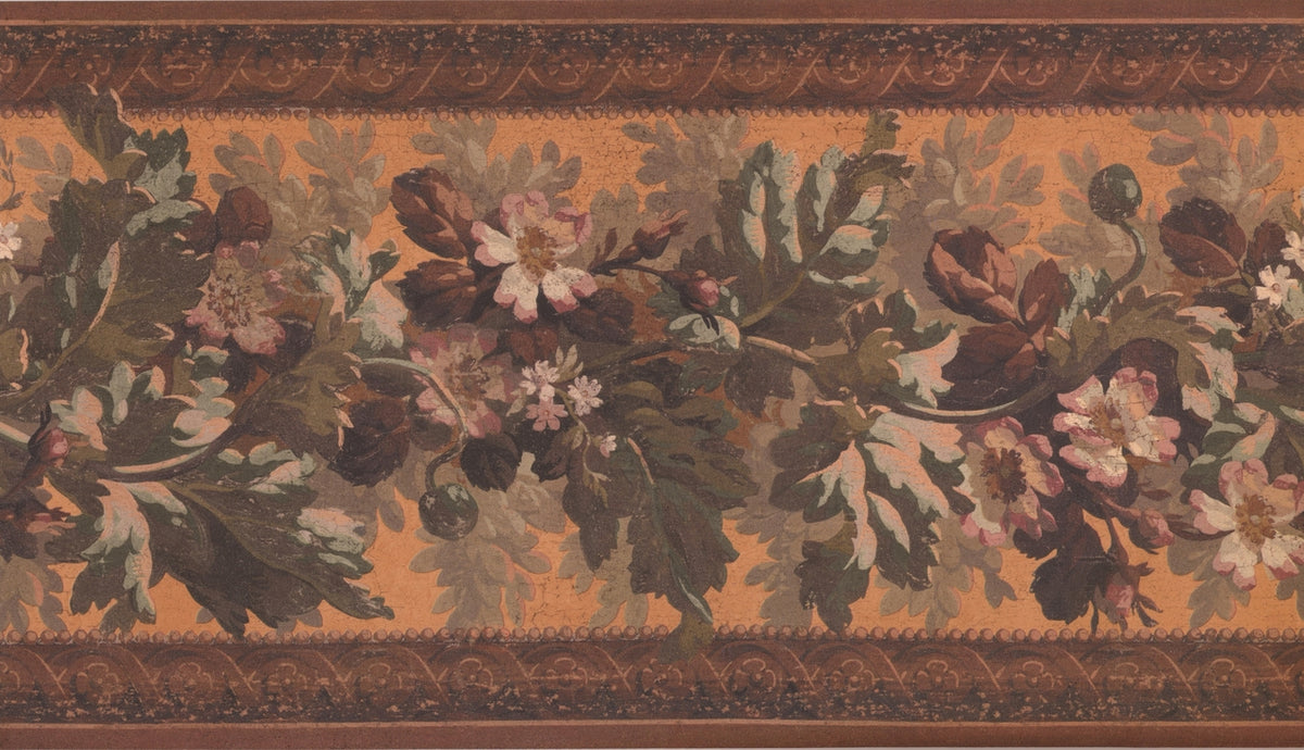 Vintage Purple White Flowers LG3325B Wallpaper Border