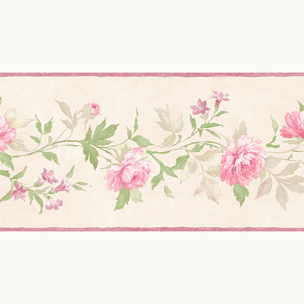 Pink Large Floral Vine PP79452 Wallpaper Border