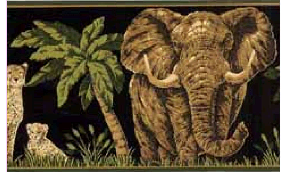 Dark Moss Jungle Animals HE3539 Wallpaper Border