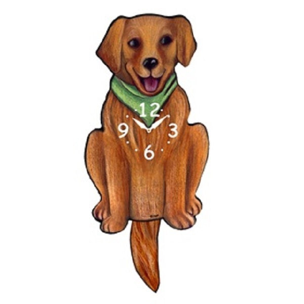 Golden Retriever Dog Wagging Pendulum Clock