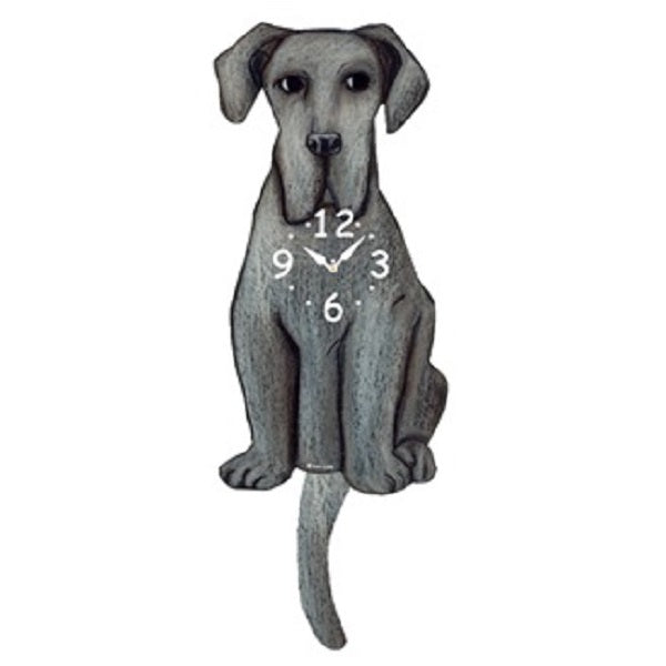 Grey Dane Mastiff Dog Wagging Pendulum Clock