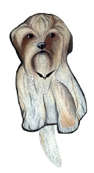 Lhasa Apso Dog Wagging Pendulum Clock