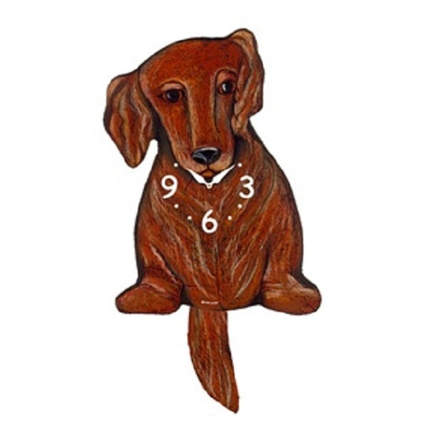 Long Hair Dachshund Dog Wagging Pendulum Clock