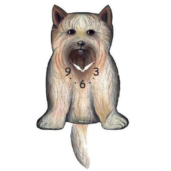 Light Yorkshire Terrier Dog Wagging Pendulum Clock