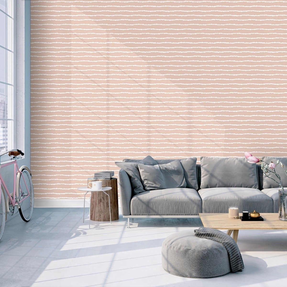 Lines Rose White BB429 Self-Adhesive Wallpaper