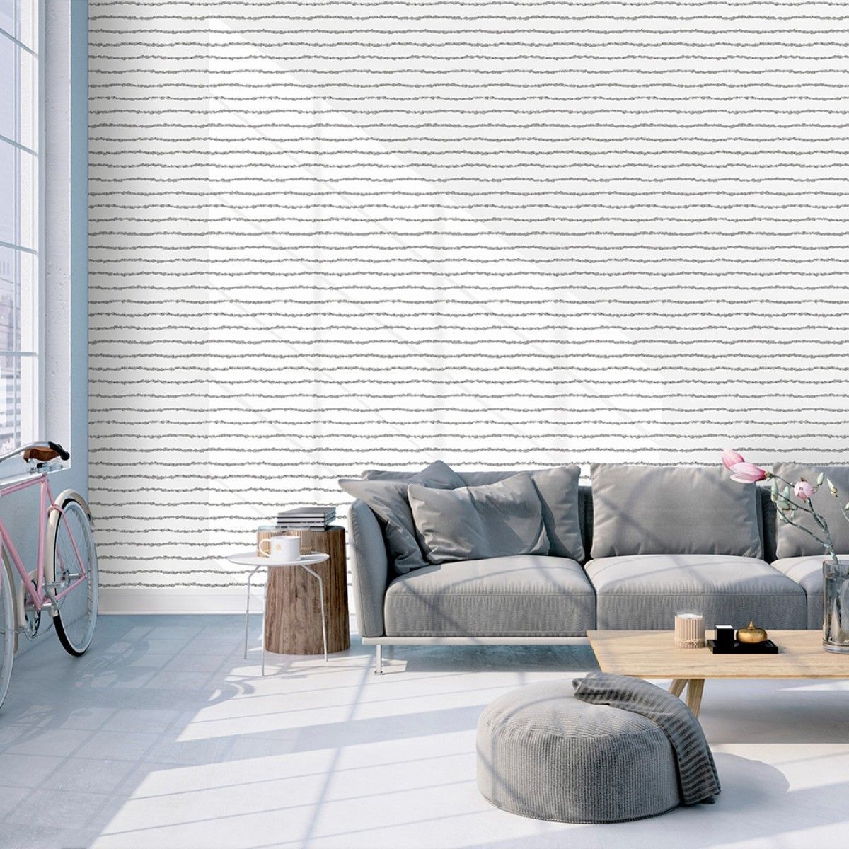 Lines Washed On White BB428 Self-Adhesive Wallpaper