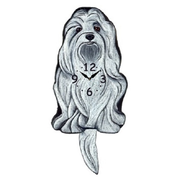 Maltese Dog Wagging Pendulum Clock