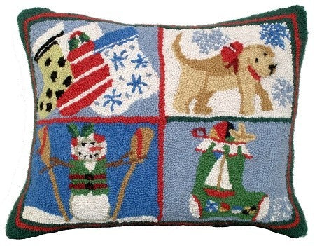 Puppy Stockings 16 X 20 Hooked Pillow
