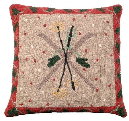 Skis Poles Decorative Pillow