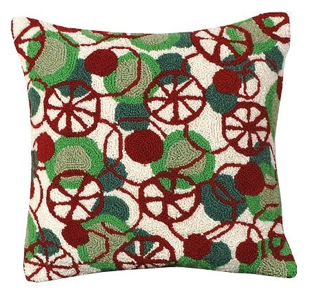 Peppermint Disco 18 X 18 Hooked Pillow