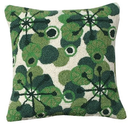 Retro Green 18 x 18 Hooked Pillow