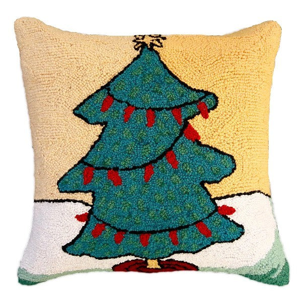 Tree with Red Lights Decorative Pillow