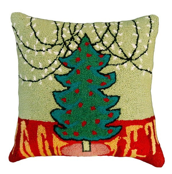 Tree with White Lights Decorative Pillow