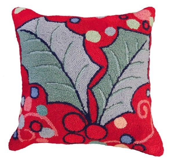 Holly with Red Field Decorative Pillow