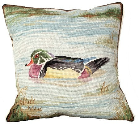 Wood Duck in Pond Decorative Pillow