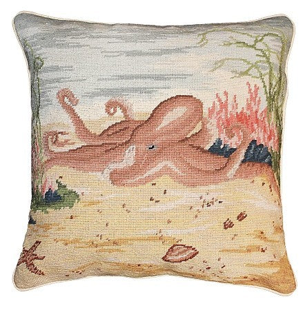 Octopus 18 x 18 Needlepoint Pillow