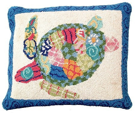 Patchwork Sea Turtle Decorative Pillow