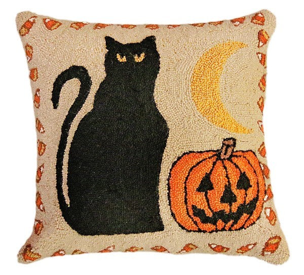 Black Cat &amp; Pumpkin Decorative Pillow
