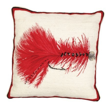 Red Wooly Bugger Decorative Pillow