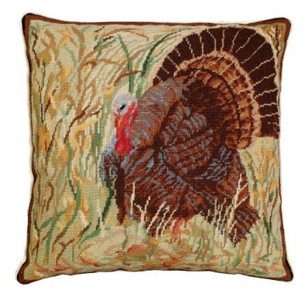 Turkey in Field 18x18 Needlepoint Pillow