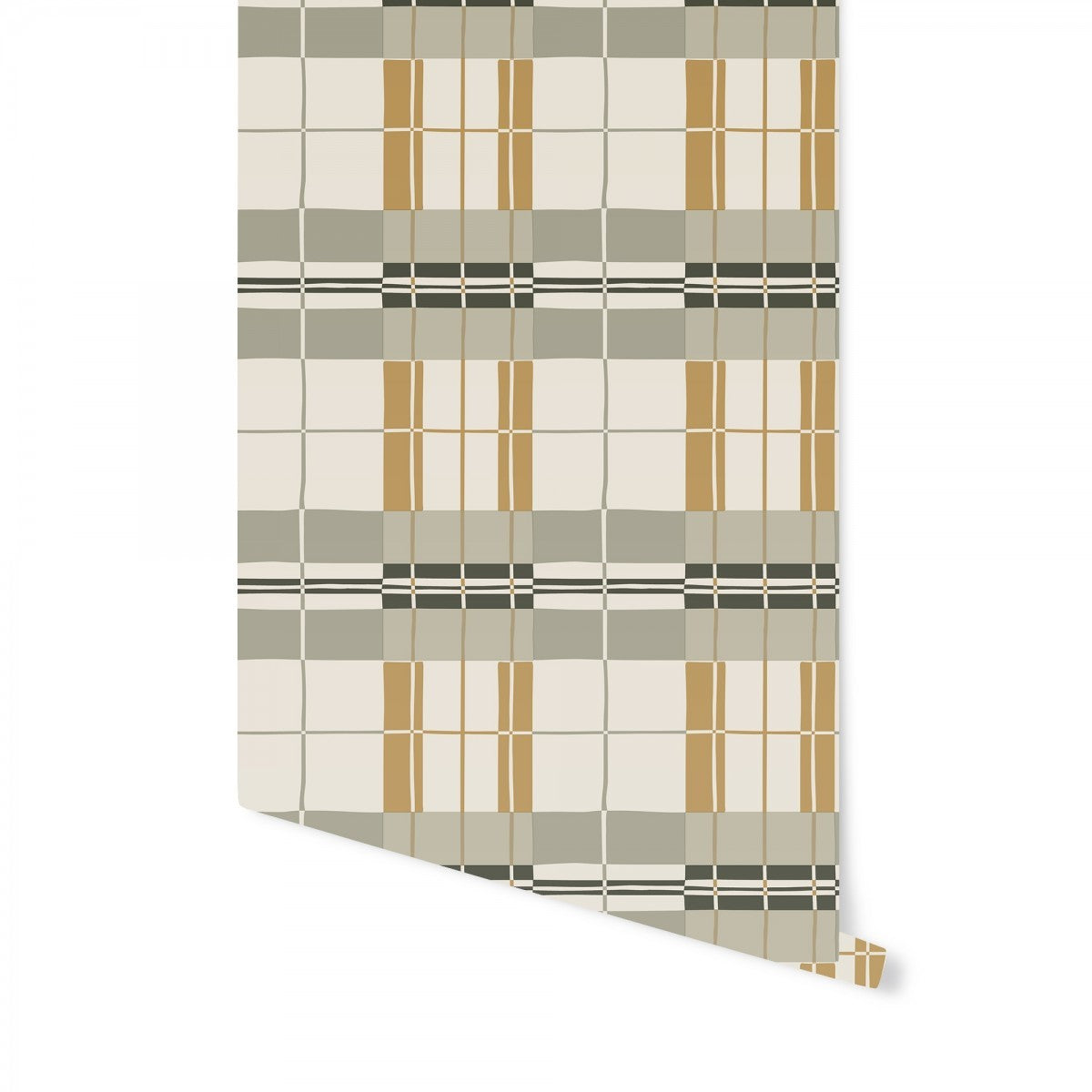 Paired Back Plaid Mustard PA474 Self-Adhesive Wallpaper
