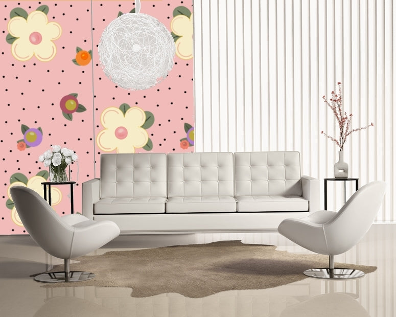 Pink Happy Flowers Wallpaper Panel