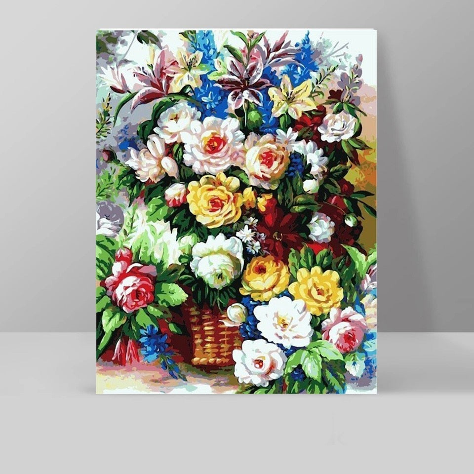 Flowers Vase Paint By Numbers DIY Canvas Oil Painting