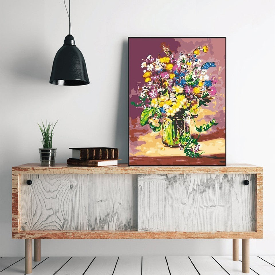 Flowers Vase Paint By Numbers DIY Canvas Oil Painting