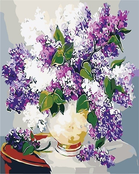 Flowers Vase Paint By Numbers DIY Canvas Oil Painting