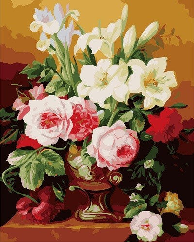 Flowers Vase Paint By Numbers DIY Canvas Oil Painting