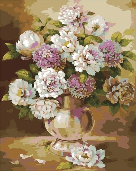 Flowers Vase Paint By Numbers DIY Canvas Oil Painting