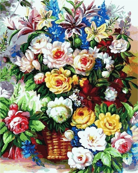 Flowers Vase Paint By Numbers DIY Canvas Oil Painting