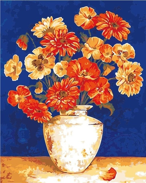 Flowers Vase Paint By Numbers DIY Canvas Oil Painting