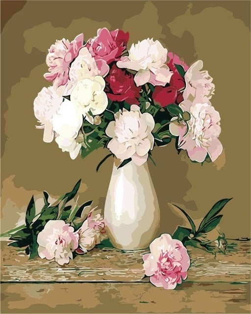 Flowers Vase Paint By Numbers DIY Canvas Oil Painting