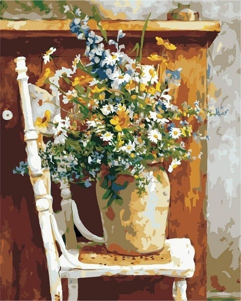 Flowers Vase Paint By Numbers DIY Canvas Oil Painting