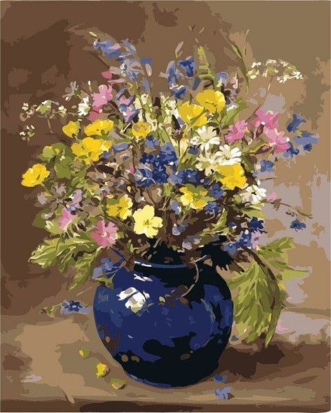 Flowers Vase Paint By Numbers DIY Canvas Oil Painting