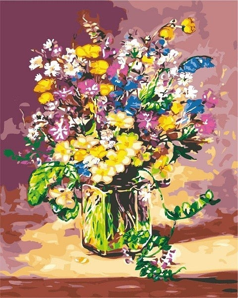 Flowers Vase Paint By Numbers DIY Canvas Oil Painting