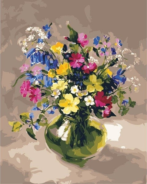 Flowers Vase Paint By Numbers DIY Canvas Oil Painting