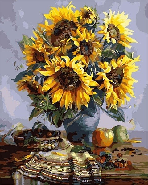 Flowers Vase Paint By Numbers DIY Canvas Oil Painting