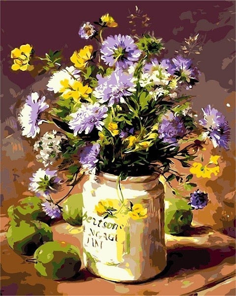 Flowers Vase Paint By Numbers DIY Canvas Oil Painting