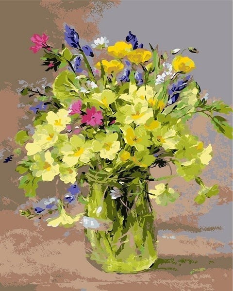 Flowers Vase Paint By Numbers DIY Canvas Oil Painting