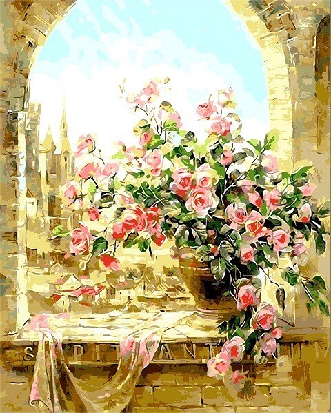 Flowers Vase Paint By Numbers DIY Canvas Oil Painting