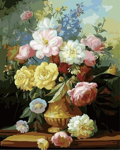 Flowers Vase Paint By Numbers DIY Canvas Oil Painting